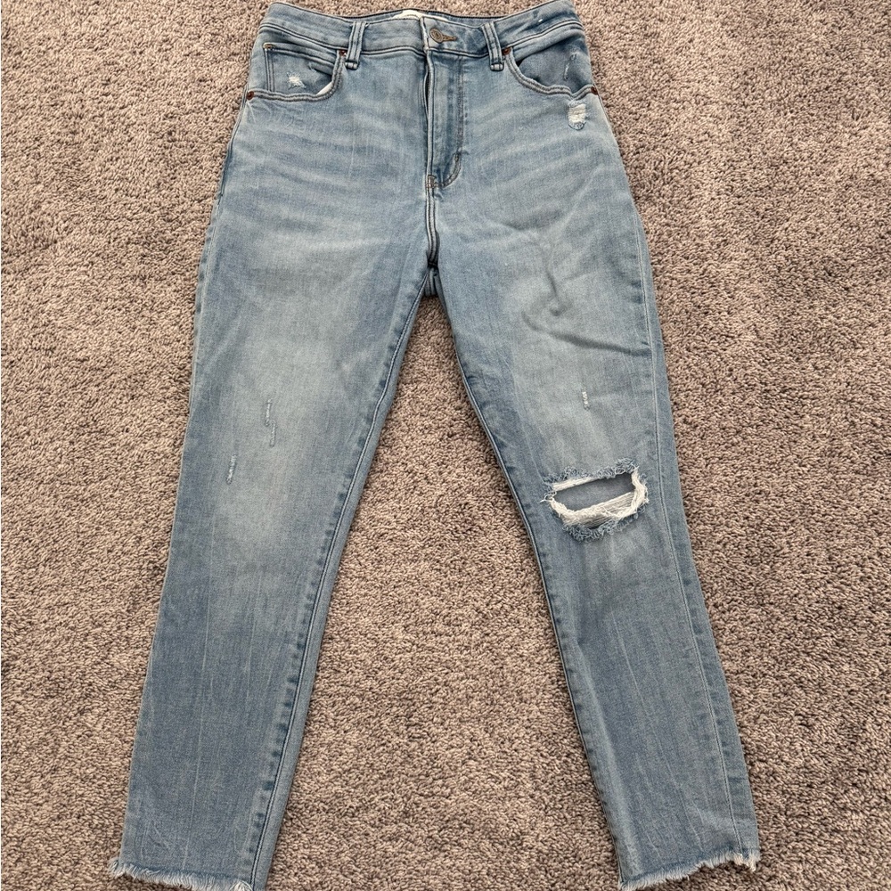 Abercrombie & Fitch Light Blue Distressed Skinny Jeans